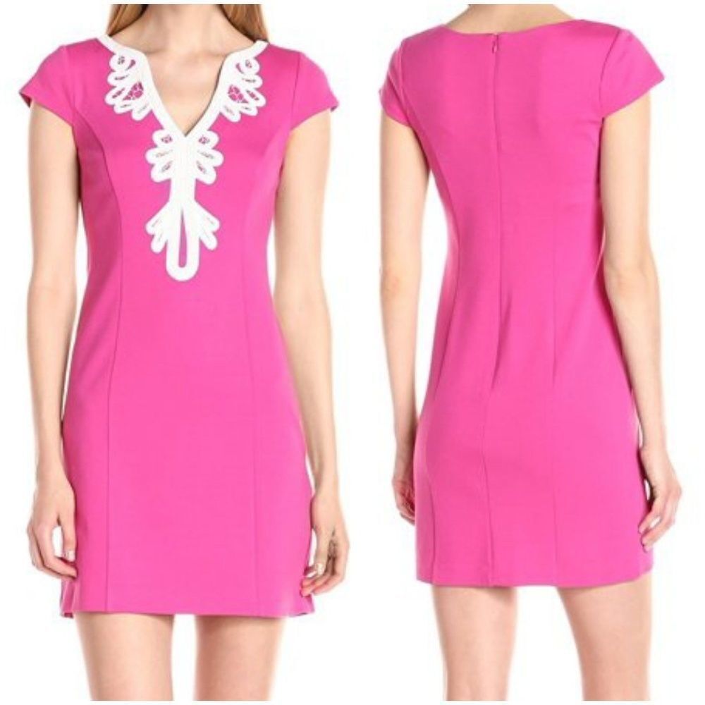 Eliza J Cap Sleeve Embroidered Sheath Dress sz 8P